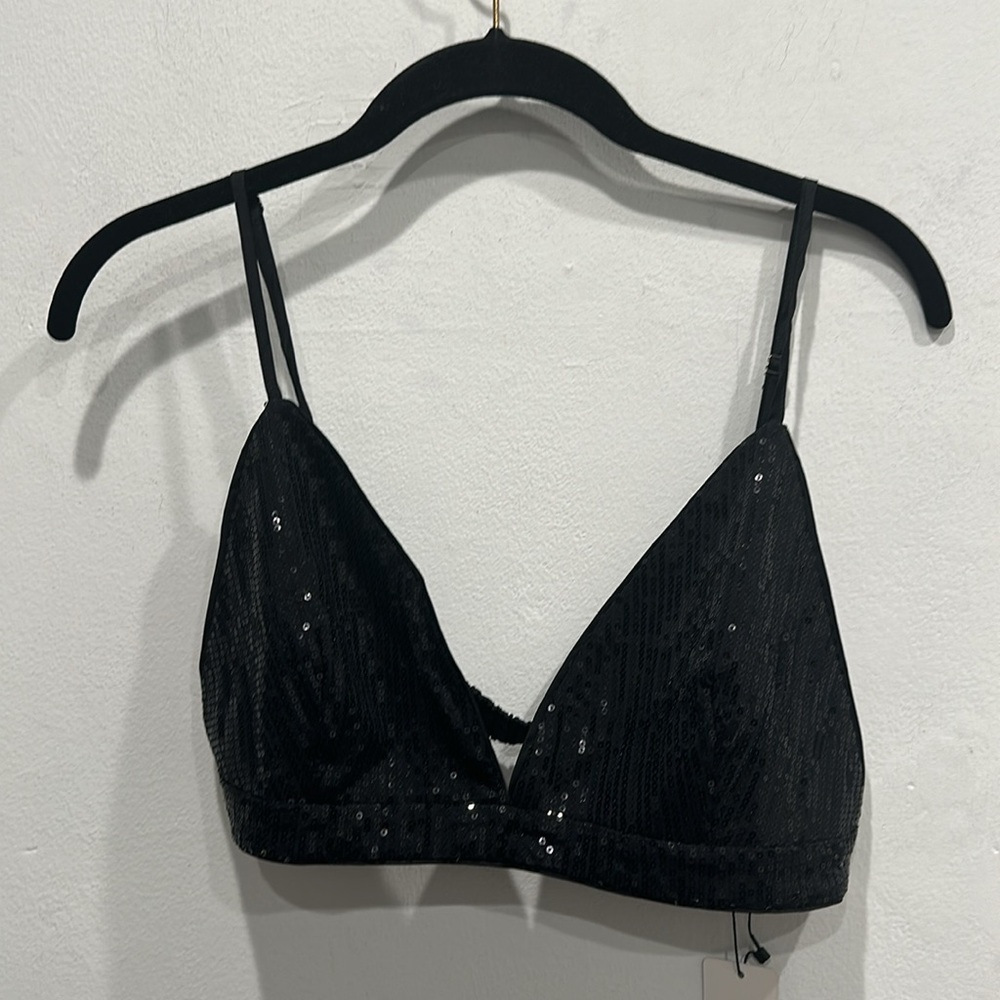 Current Air sequin bralette bra top black size large NWT sexy flirty fun - Picture 4 of 8